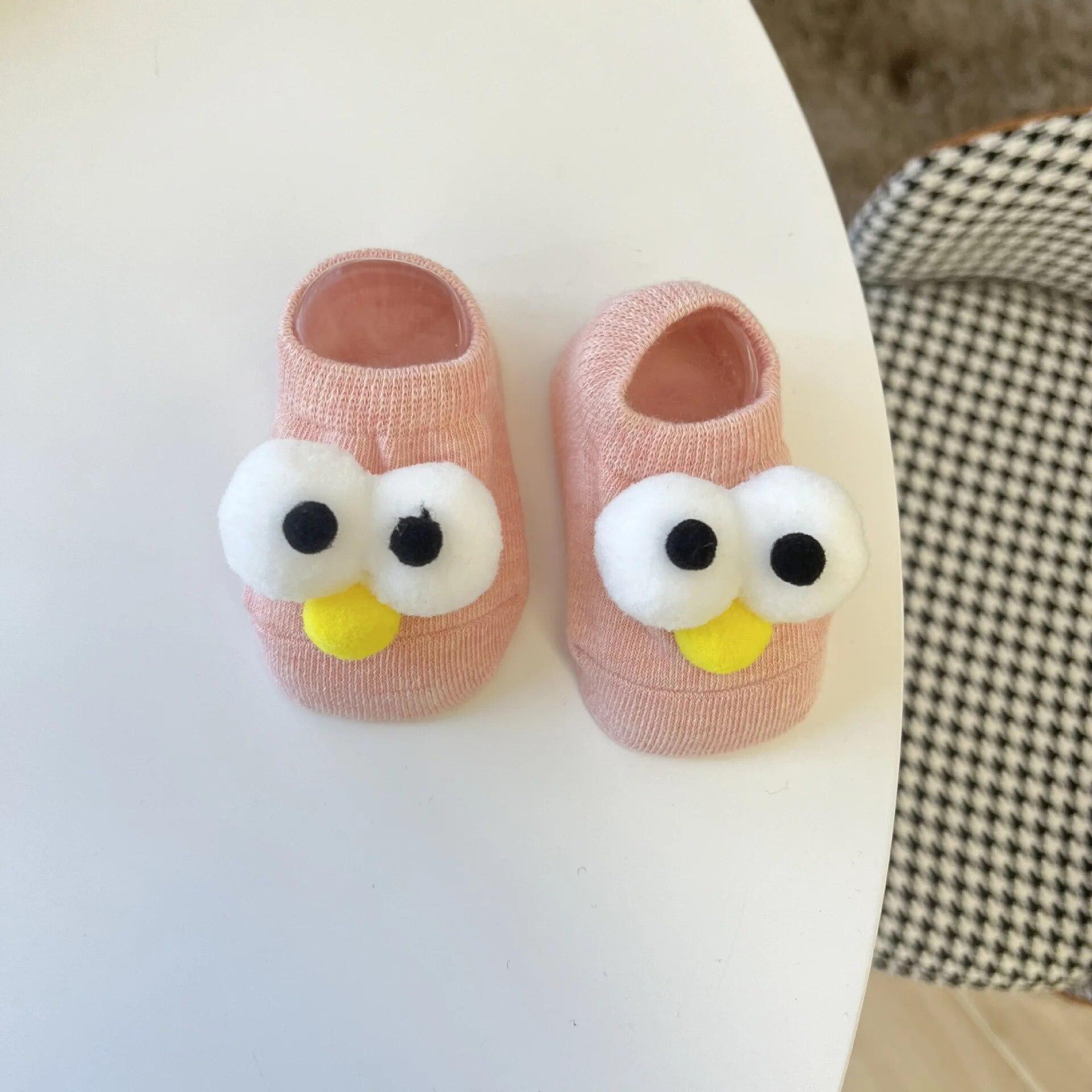 

Новые хлопковые детские носки-лодочки с героями мультфильмов, мягкие и удобные носки-тапочки, нескользящие носки для малышей с 3D-рисунком, От 0 до 3 лет S розовый
