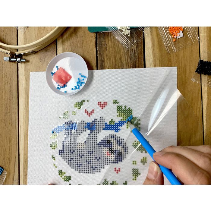Kit de peinture par numéros - Paresseux - Diamètre 17 cm - Multicolore - DIY - Art créatif