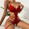 Sexy Lingerie Women Sleepwear Open Croth Bodysuit EroticTransparent Lace Lingerie Deep V Open Bra Lenceria Sex Underwear Set