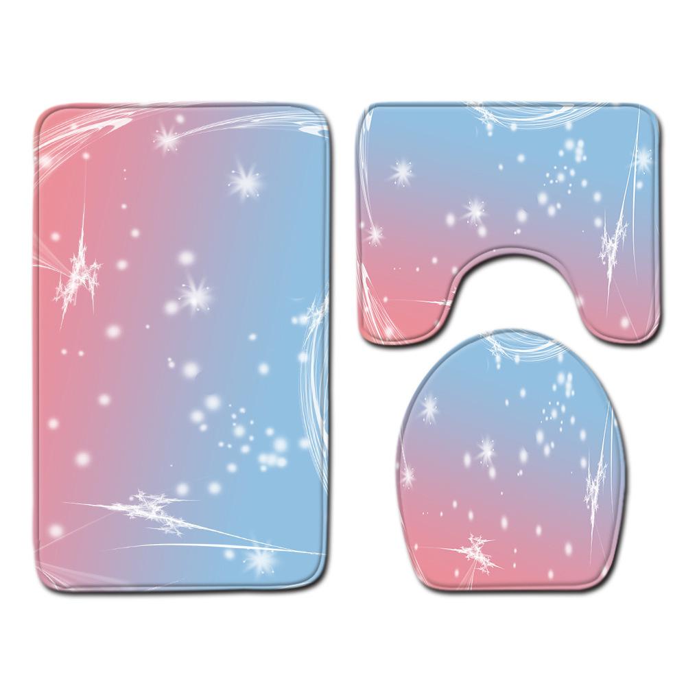 Colorful Gradual Change Toilet Floor Mat Three-Piece Bathroom 3-Piece Carpet Door Mat