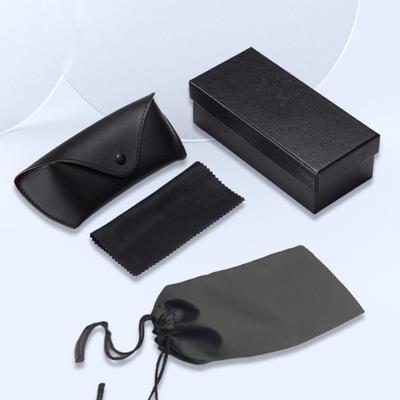 Scatola portaoggetti con panno per la pulizia Custodia per occhiali in ecopelle Custodia portatile per occhiali