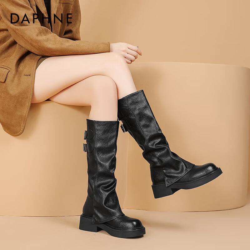 Daphne Women s Pleated Over-the-Knee Long Boots 40
