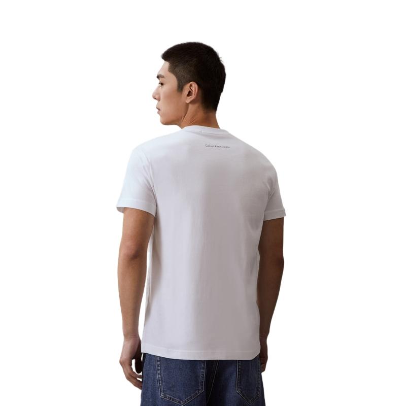 Calvin Klein T-Shirt mit Logo-Print, Rundhalsausschnitt, kurzen Ärmeln, Unisex-T-Shirts, Weiß J318472YAF