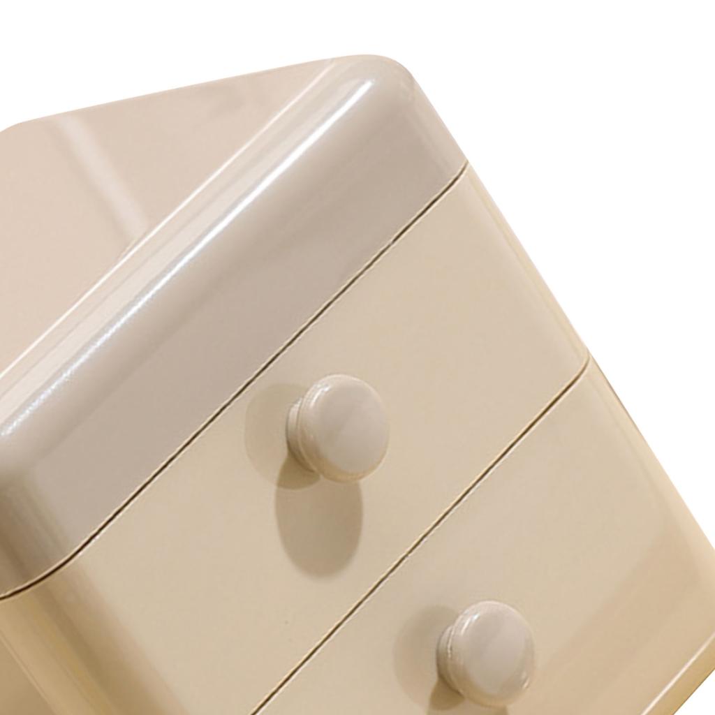 Desk Storage Box with 2 Drawers and   Lid Plastic Cute     Desktop Jewelry Stationary   for Home Dorm