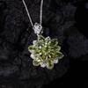 S925 Sterling Silber Natürlicher Citrin Peridot Farbiger Schatz Halskette Damen Premium Dreidimensionaler Blumen Anhänger