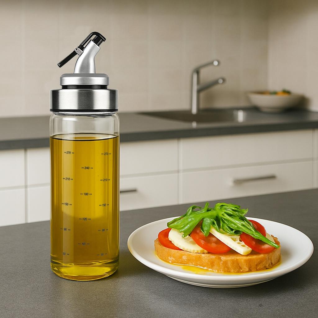 Glass Container Dispenser with Scale 300 ml for oil, sauce, vinegar, syrup