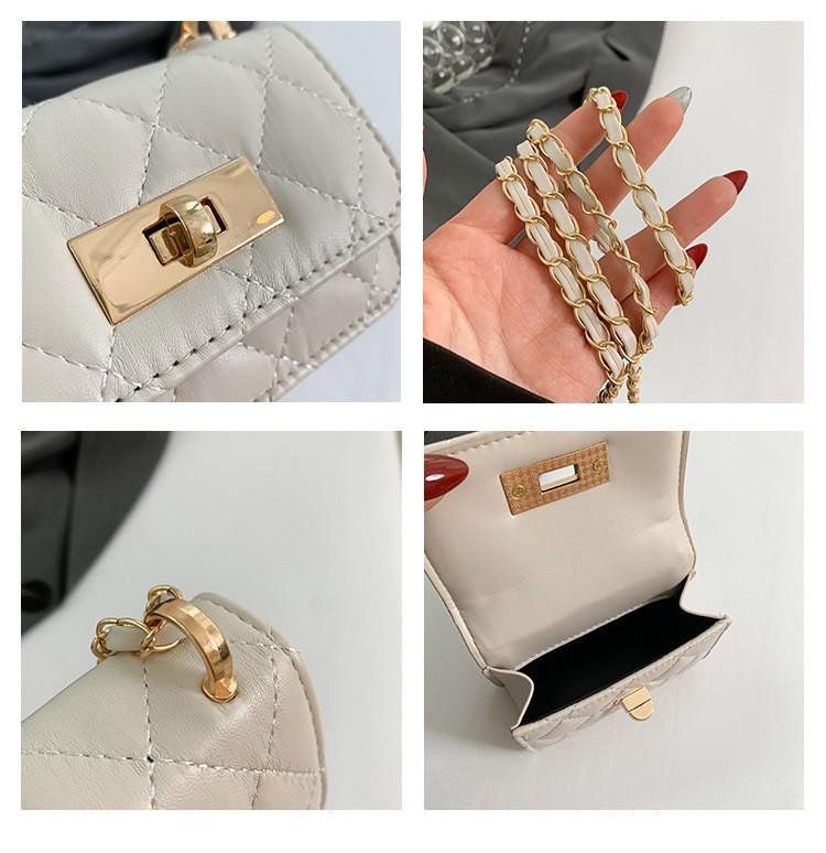 Korean Style Retro Women's Diamond Pattern Chain Crossbody Bag 2025 - Trendy Fashion Casual Small Square Shoulder Bag