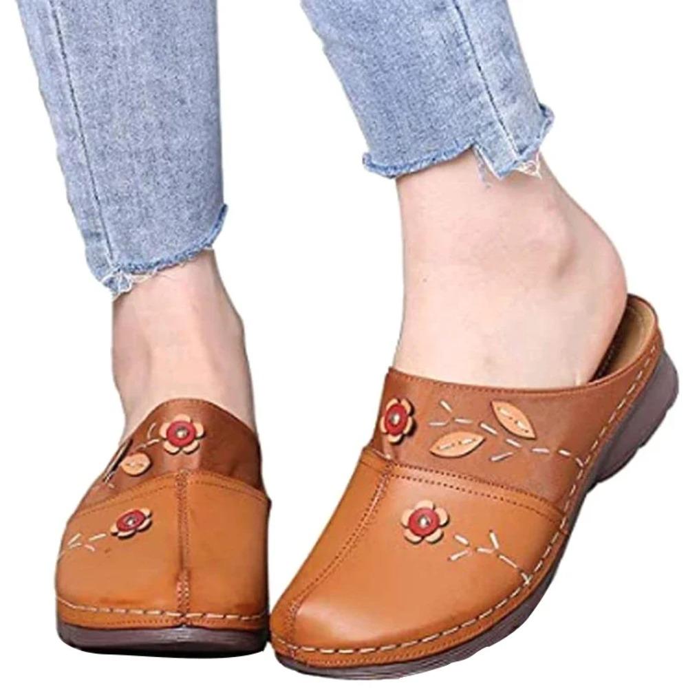 Women Clogs Sandals Soles Ladies Comfort Closed Toe Wedges Platform Shoes Soft Breathable Flower Slipper