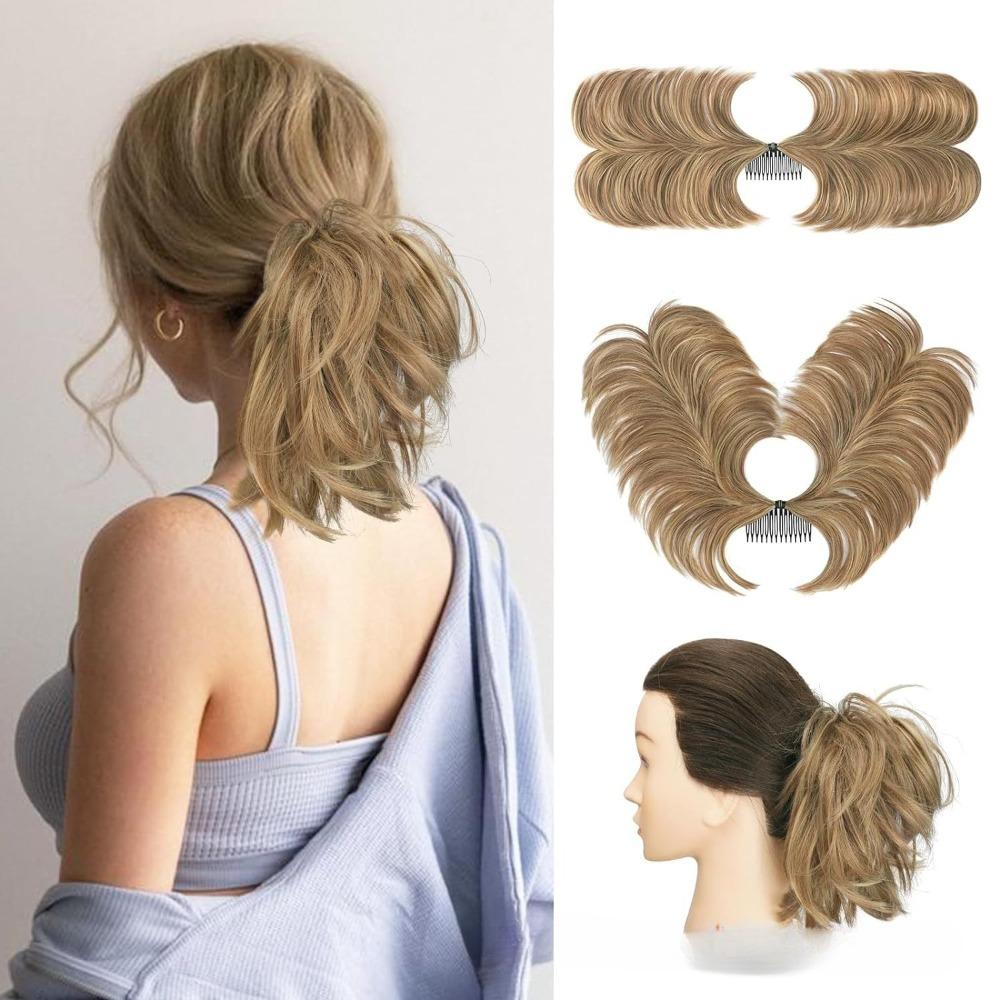 Szexi Lány Hajhosszabbítás - Összecsukható Dús Rendetlen Konty Scrunchie Természetes Hajdarab