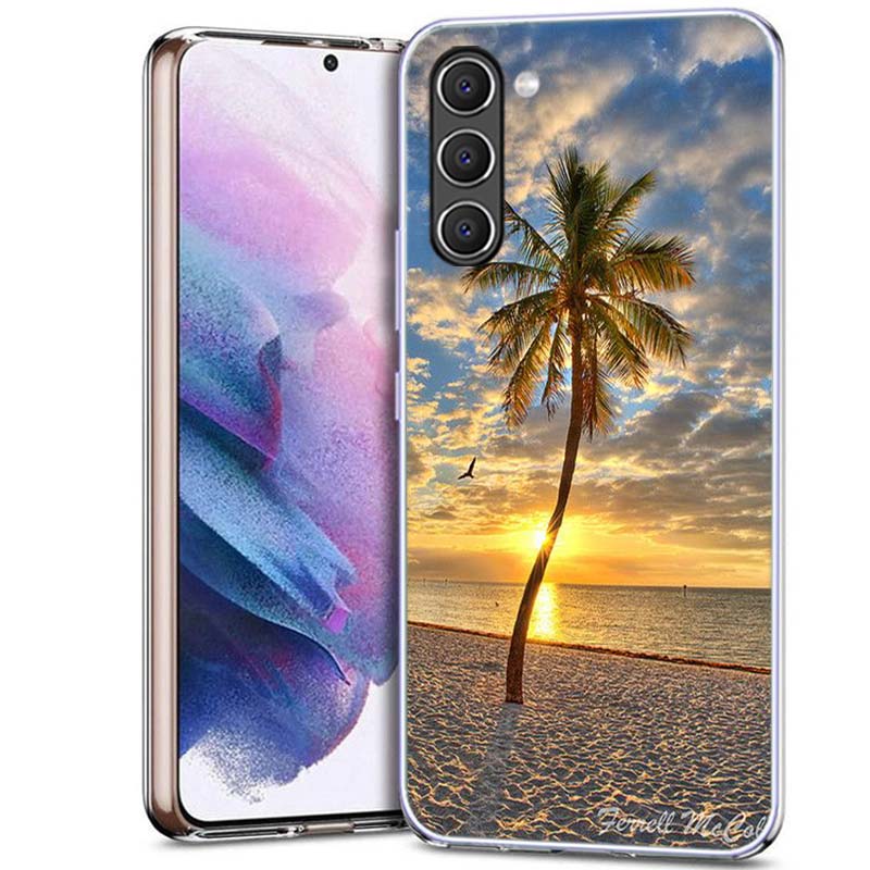 Summer Beach Scene at Sunset on sea Palm Tree Phone Case for Samsung A16 A17 A26 A36 A37 A56 A57 A12 A22 A32 A52S A07 A06 A02S A