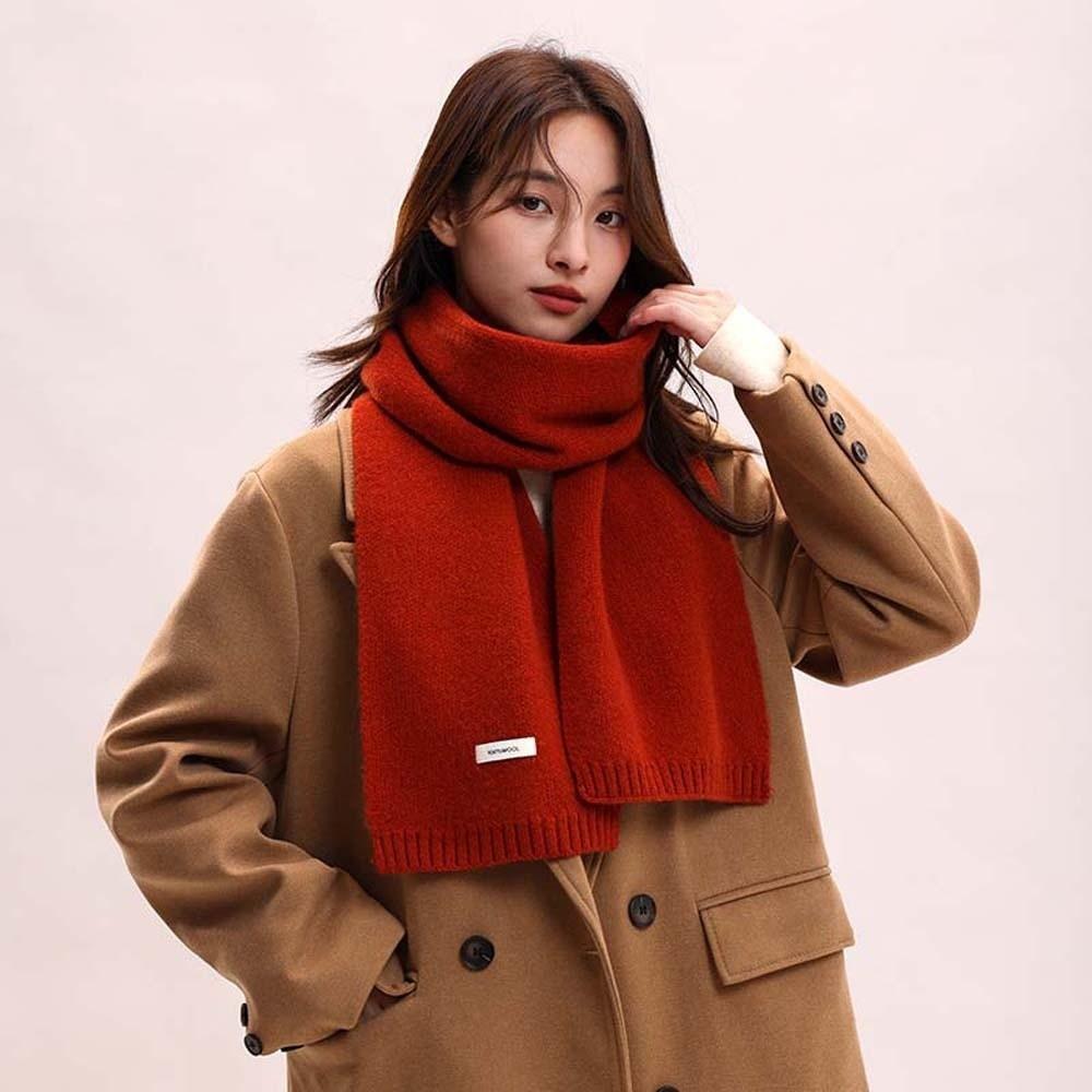 Cold-proof Knitting Wool Scarf Solid Color Winter Warmer Scarf Long Thickened Neckscarf  Winter