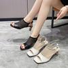 Summer Women 2024 Women Shoes Thick Heeled Sandals Fashionable Open Toed Fish Mouth Sandals Platform Sandals