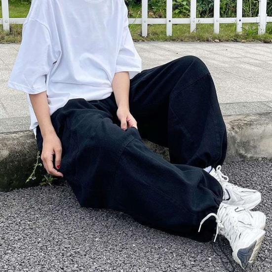 Street Workwear Men's Japanese High Street Harajuku Straight Loose Trend Hong Kong Style Retro Wide Leg Pants Plus Size