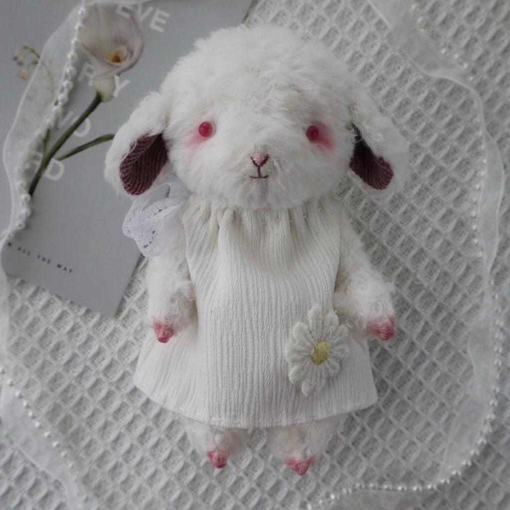[USED] Round White Sheep Plush Toy Teddy Bear Overseas Artist Sheep Handmade