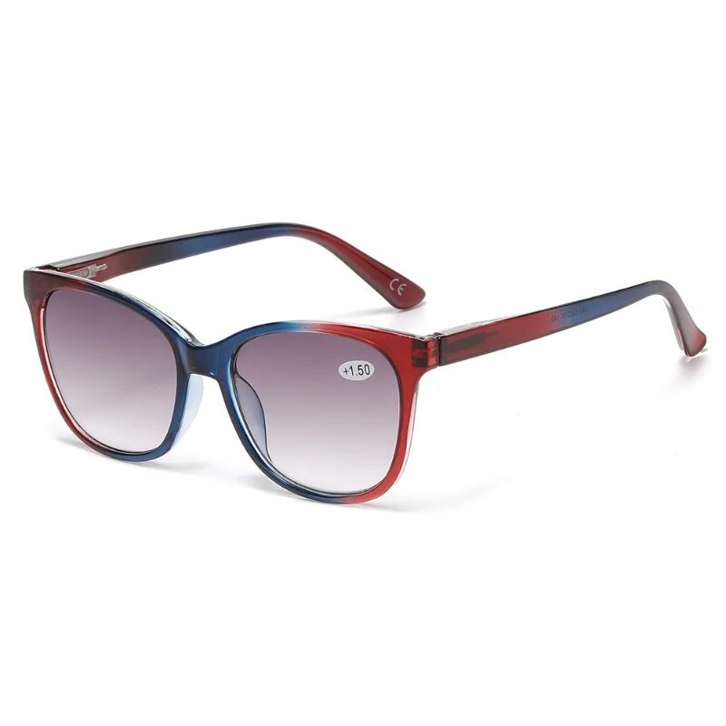 Modetrend Farbverlauf Alterssichtigkeit Brille für Damen Retro Großrahmen Hochauflösende Cat-Eye Anti-Blaulicht-Brille