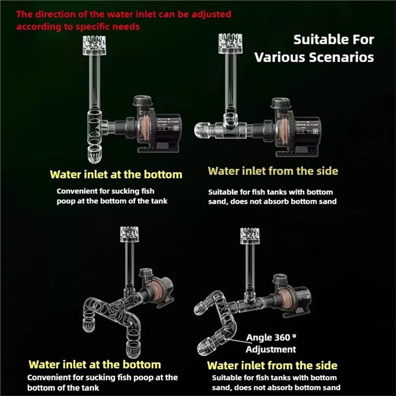 Aquarium Skimmer Transparant Acryl Lily Pipe Draaiend Oppervlak Inlaat Uitlaat Waterplant Tank Filter Reiniging B