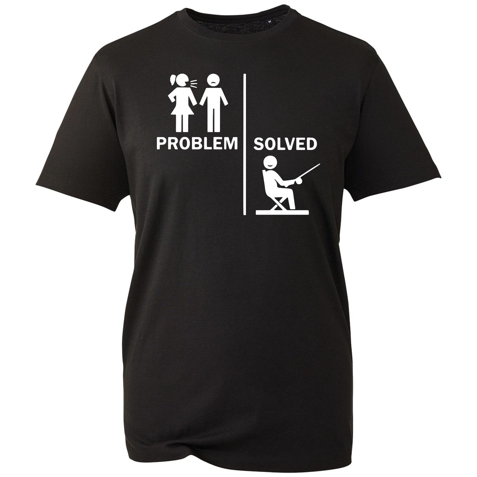 Problem Solved T-shirt Funny Fishing Lovers Sarcastic Top Men s Unisex Gift Tee 3XL