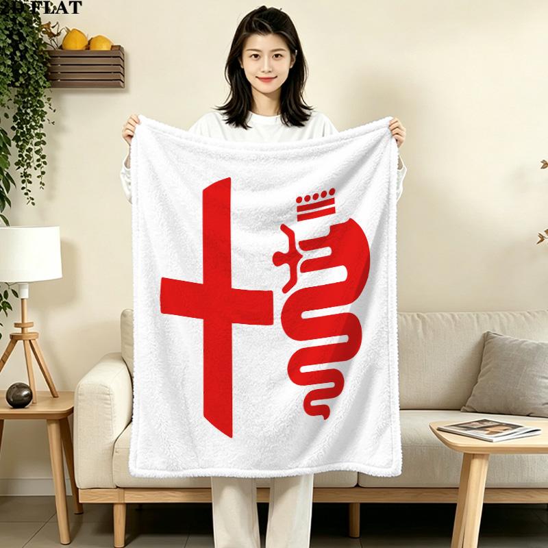 1PC Alpha Romeo Patterned Flannel Blanket Suitable For All Seasons For Home Decor Warmth And Comfort Gifts Holiday Present