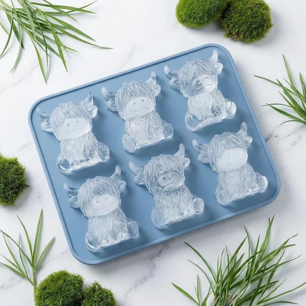 

1-6 Cube 3D Highland Cow Silicone Fondant Chocolate Candy Mould Biscuit Cake Candle Soap Craft Baking Mold Decor Pastry Diy Tool