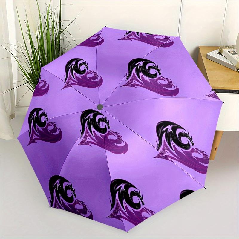 

Dragon Heart Automatic Folding Umbrella 8 Ribs, Durable Iron Frame, Bright Color Pattern Compact Travel Umbrella, Suitable for Outdoor, Bea