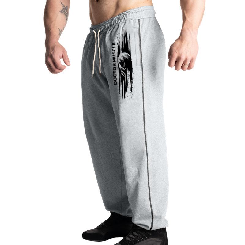 Autumn New Sports Men's Trousers Spelling Stripes Straight Large Size Drawstring Men's Casual Trousers