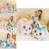 Adorable Rabbit Plush Long Pillow Soft Toy Ideal Gift For Girls In Pink And Blue Colors