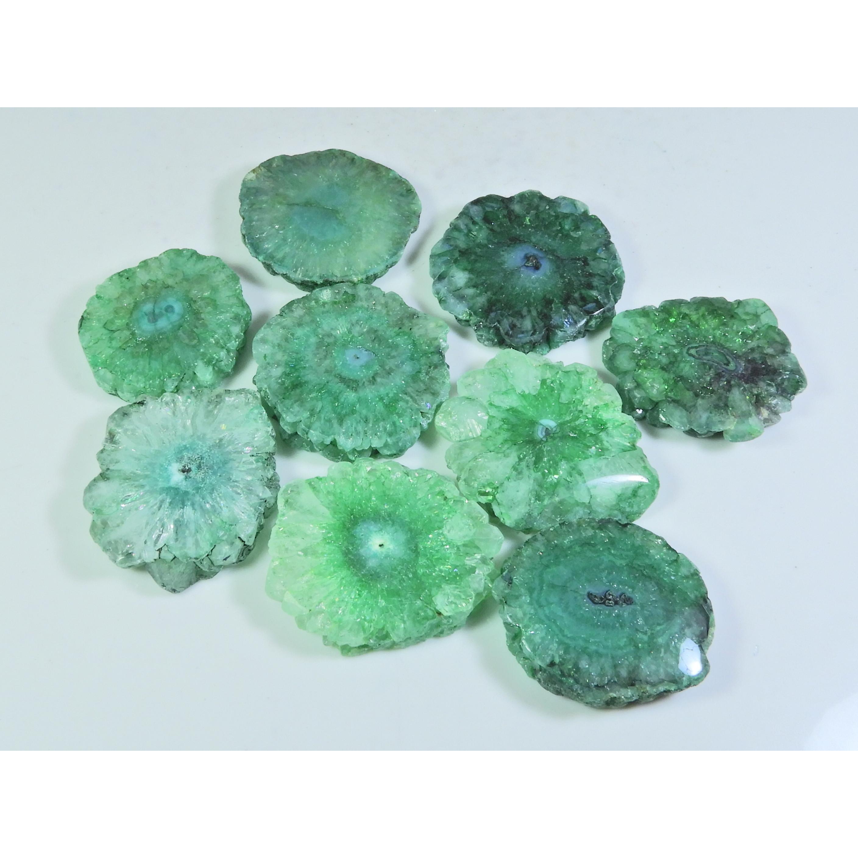 

388Cts. Окрашенный солнечный друзовый агат смешанной формы кабошон свободный драгоценный камень 09 шт. лот A-681