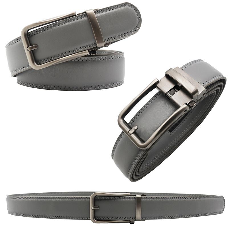 Herren-Automatikgürtel: Kunstleder mit Nadelprägung, zweilagiges Rindsleder, 10 Farben