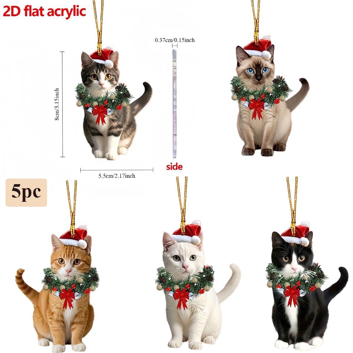 

1Pc Christmas Wooden Hanging Ornament,Cute Cat Christmas Pendant Festive Xmas Tree Hanging Decoration for Holiday Home Door Wall