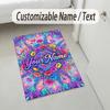 Floral Garden Theme Crystal Velvet Rug Personalized Custom Name Text Soft Floor Mat Home Decor