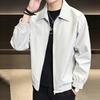 Men's Solid Color Work Jacket Baseball Jacket Trendy Fashion Casual Sports Lapel Coat