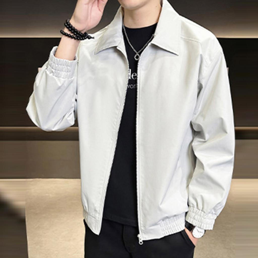 Men's Solid Color Work Jacket Baseball Jacket Trendy Fashion Casual Sports Lapel Coat
