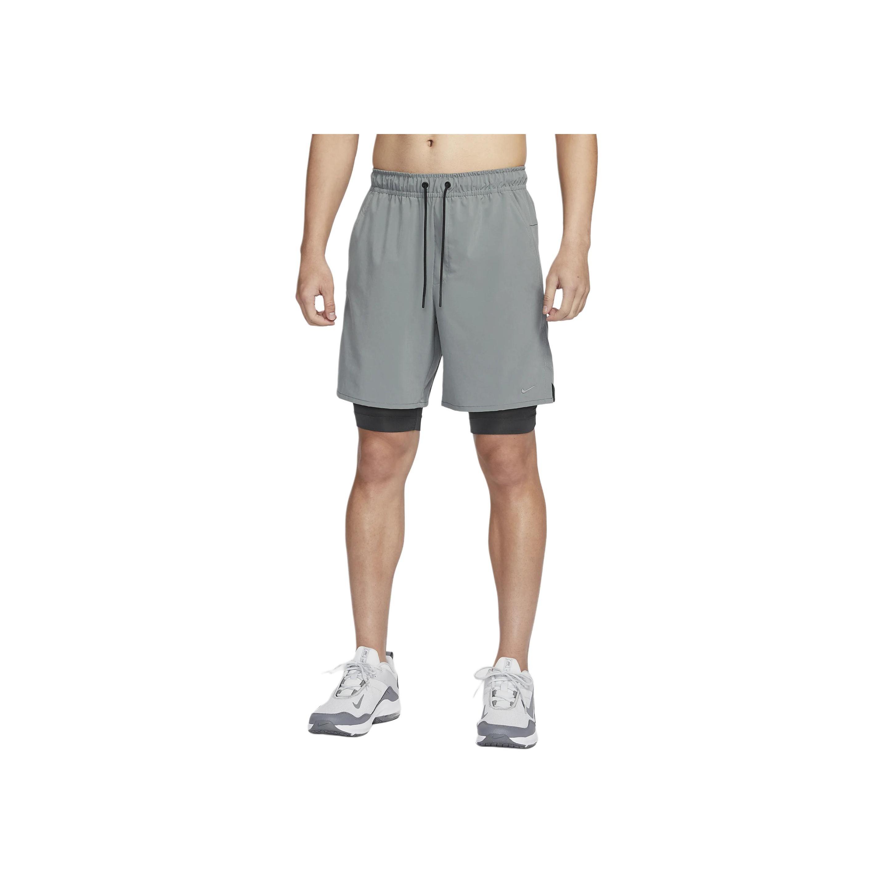 Nike Dri-FIT Unlimited Solid Logo Embroidered Two-In-One Casual Shorts Men shorts Smoke-Gray DV9335084 S