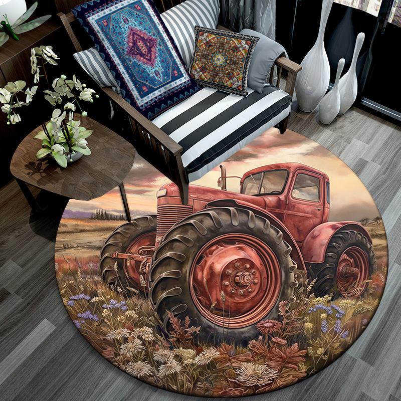 Cartoon Print Round Area Rug,Carpet Rug for Living Room Bedroom Sofa Playroom Decor,Non-slip Floor Mat
