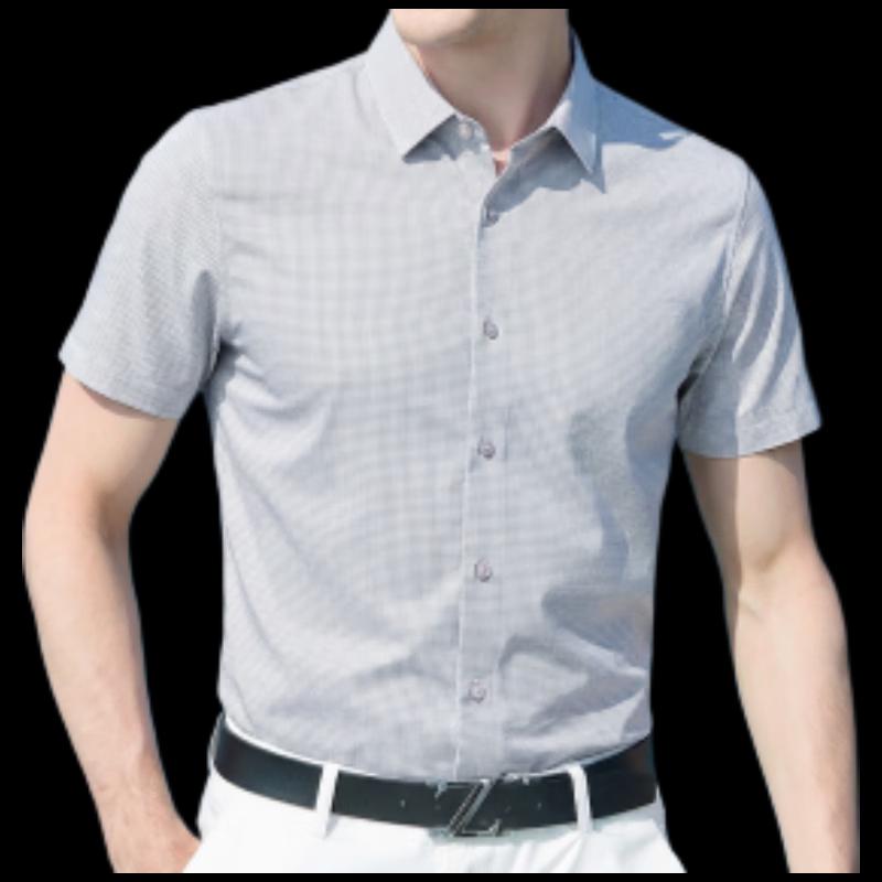 Men s Breathable Silk-Linen Short-Sleeve Shirt 40