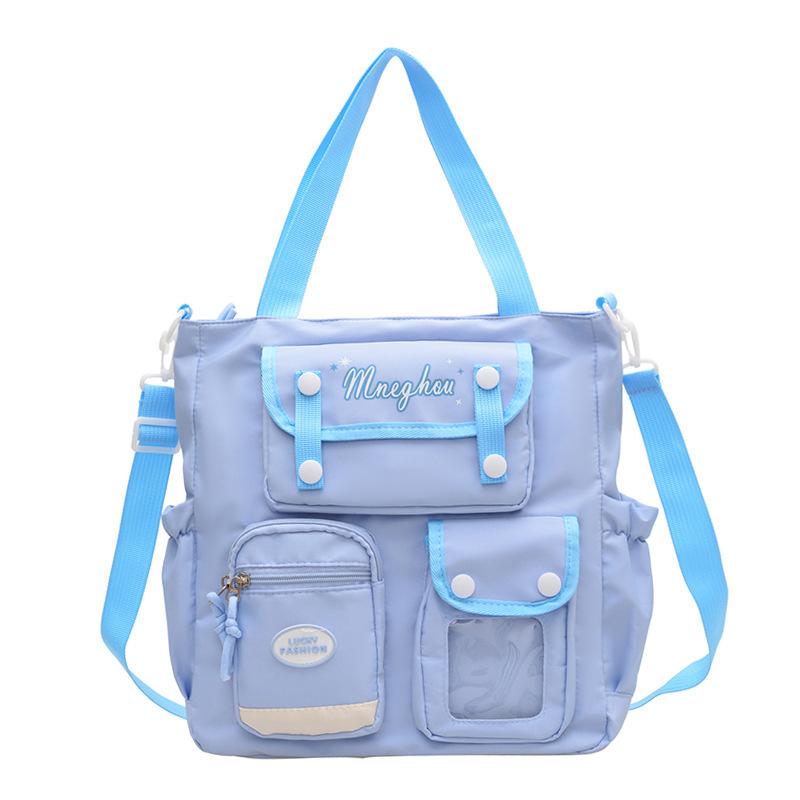 College Style Female College Student Version Largecapacity Contrasting Color Computer Tote Bag Lightweight Shoulder Messenger Bag Leisure Bag