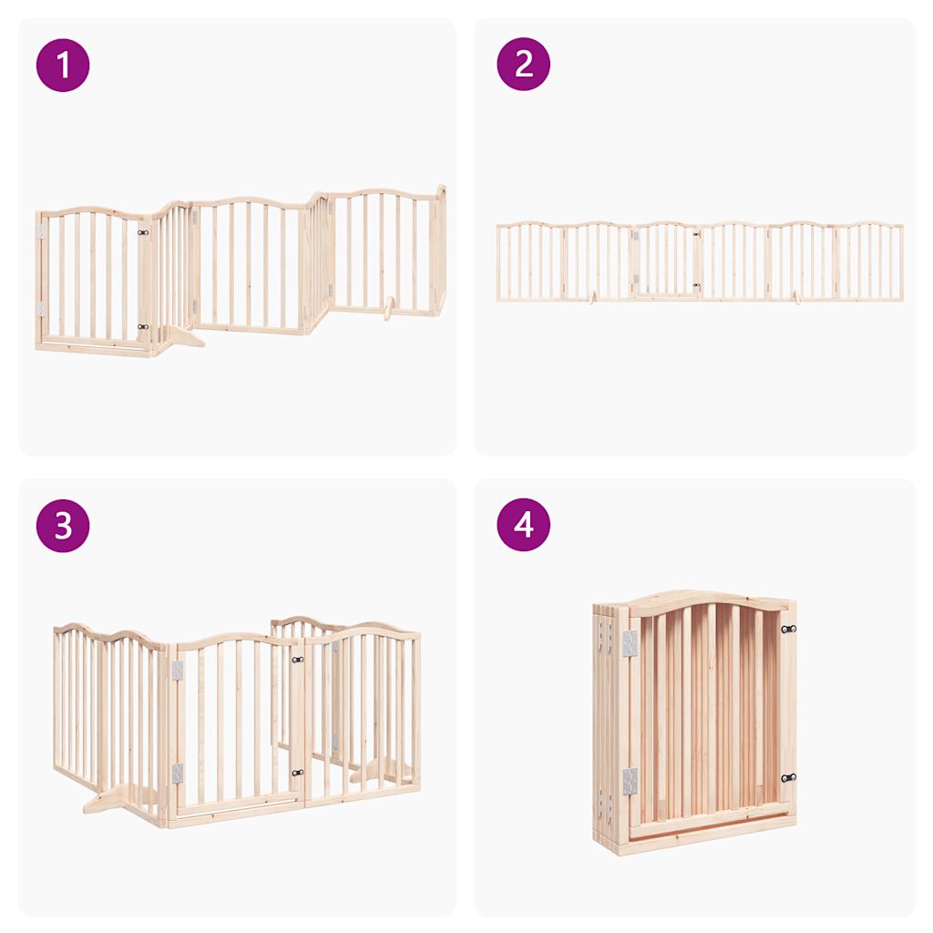 6 Piece Foldable Dog Gate with Door 300 cm Poplar Wood