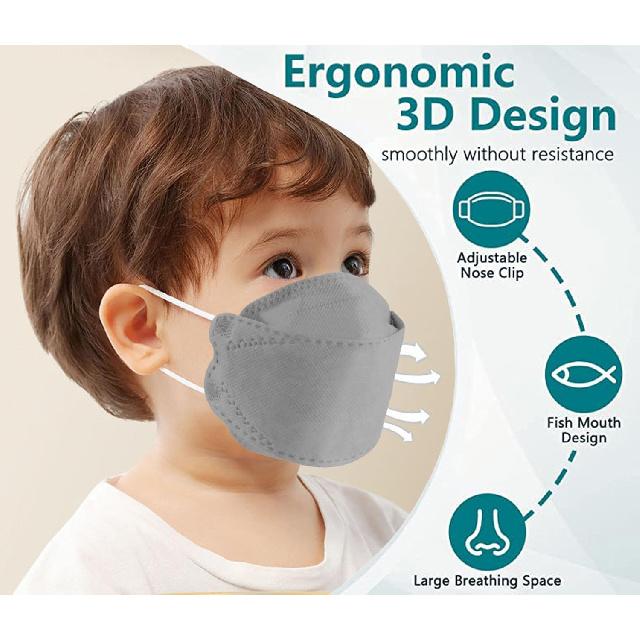 Face Mask for Kids 50 PCS, 4 Layer Disposable Face Masks for Children, Grey Masks