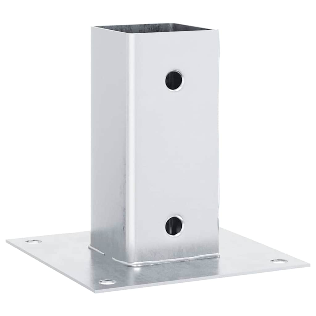 Square Post Base Set 4 Pcs Silver 71 X 71 Mm Hot Dip Galvanized Steel