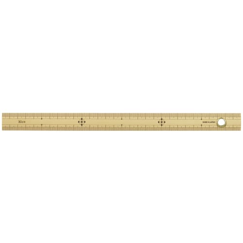 

Shinwa Sokutei Bamboo Ruler, 30cm, 1mm Pitch, with Grommets, 71760