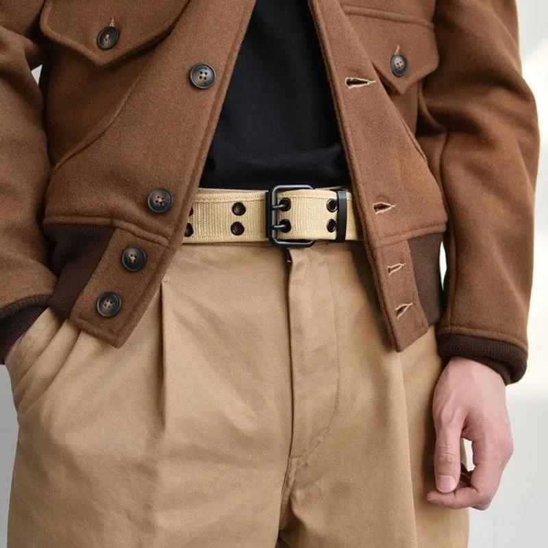Hot sale  Men's Double Row Needle Buckle Woven Belt Women's Leisure Sports Outdoor Work