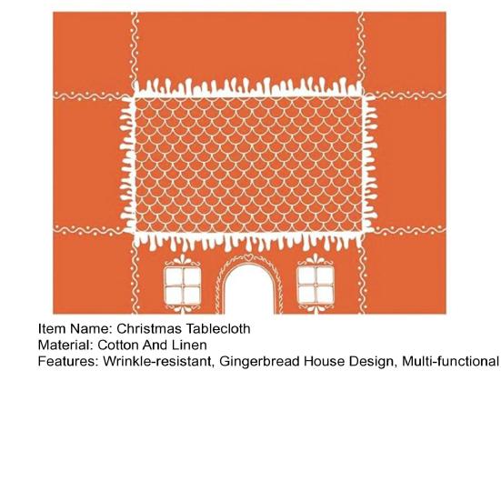 Christmas Gingerbread House Tablecloth 7.55 X 9.84 Ft Tablecloth with Cut-Out Door Windows Table Cover Playhouse for Family Gathering Party Supplies
