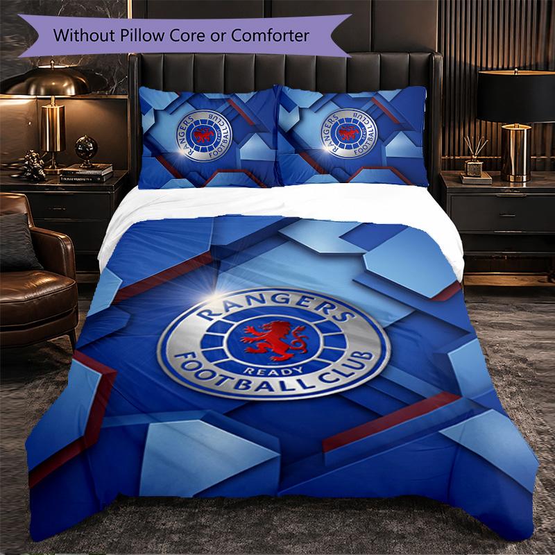 Biancheria da letto a tema Rangers FC Set 3 Pezzi Copripiumino Biancheria da letto Decorativa Per Stanza Adolescenti Decorazione Casa
