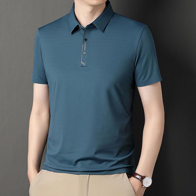 

Summer New Men s Short-Sleeved T-shirt Middle-Aged Business Loose Men s Lapel Polo Shirt Top XXXXL