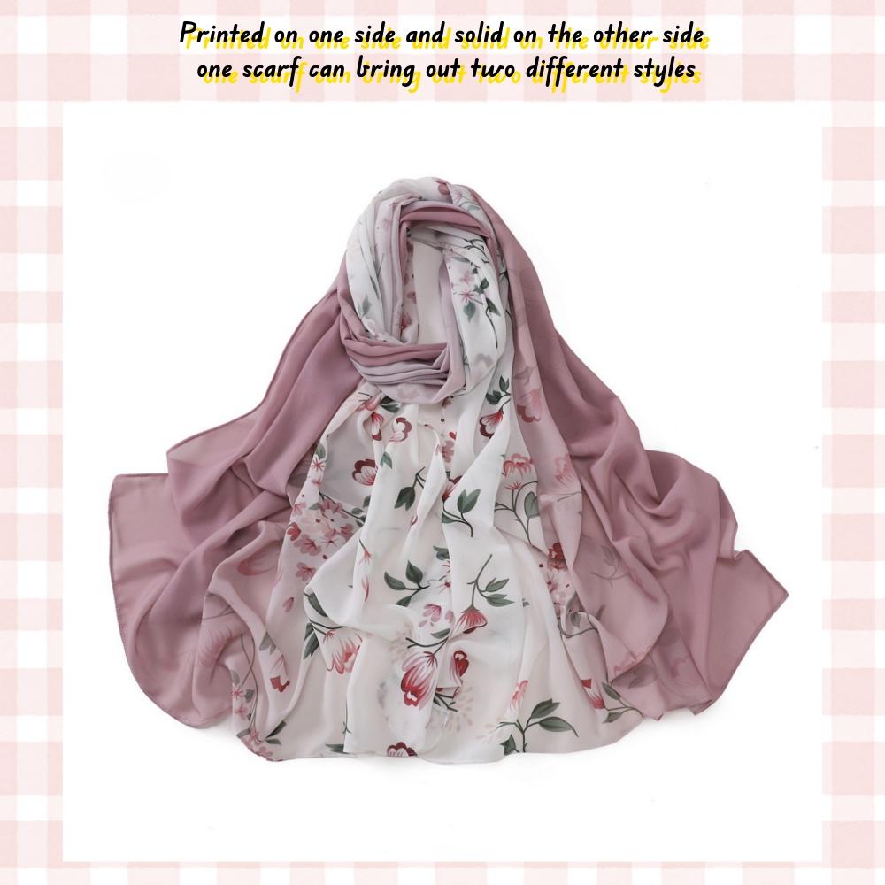 New Design Printed Floral Chiffon Capelet Muslim Women Chiffon Hijab Soft Head Scarf Long Wraps