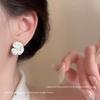 Korean Style Cream White Flower Drop Earrings For Women