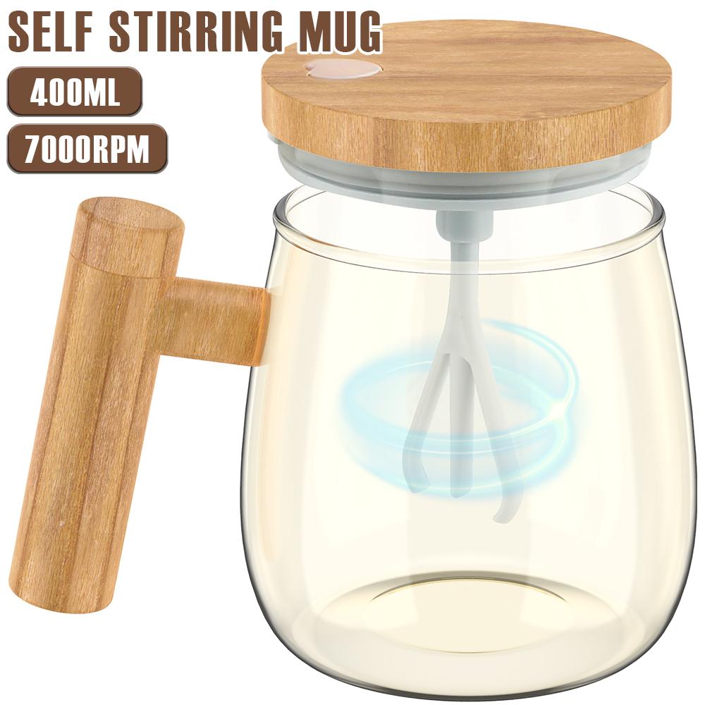 400ML Self Stirring Mug 7000rpm High Speed Electric Glass Self Mixing Mug with Handle Portable Waterproof Automatic Coffee Mug