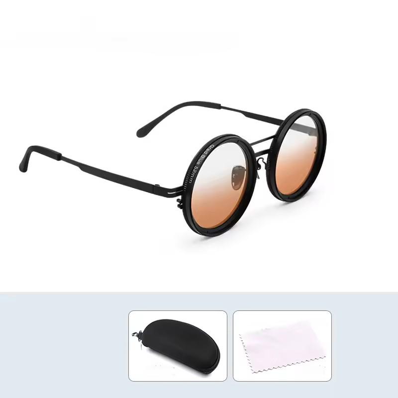1Set Adjustable Tint Sunglasses Men Women ND9 Dimming Sun Glasses Retro Round Eyeglass With Gradient Lenses 2025