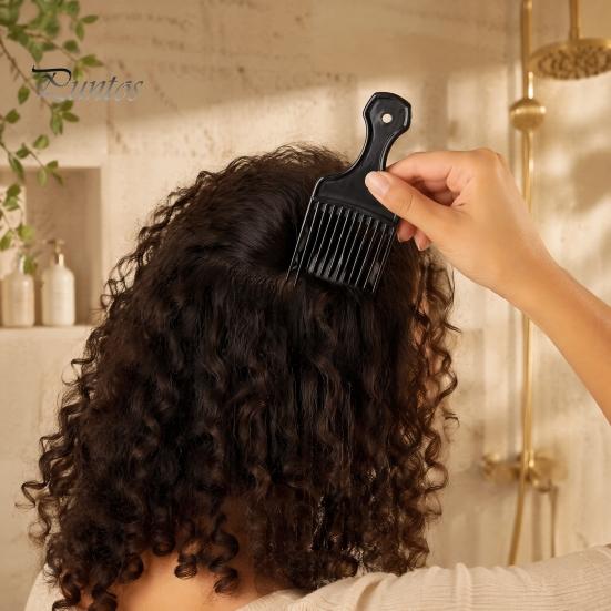 Pettine per Acconciatura Uomo Donna, Denti Larghi Sollevante Districante, Plastica Afro Riccio, Spesso