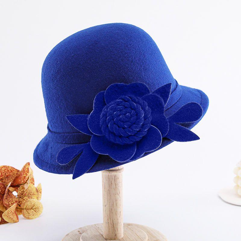 Retro Top Hat Women's Fashion British Woolen Hat Women's Autumn and Winter Felt Hat